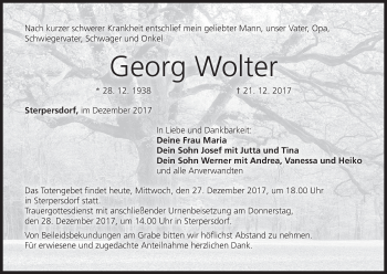 Anzeige von Georg Wolter von MGO
