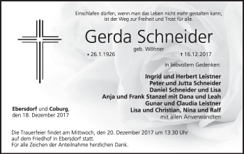 Anzeige von Gerda Schneider von MGO