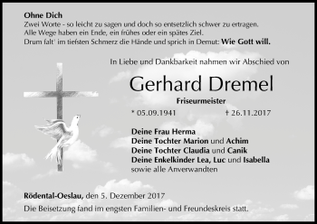 Anzeige von Gerhard Dremel von MGO