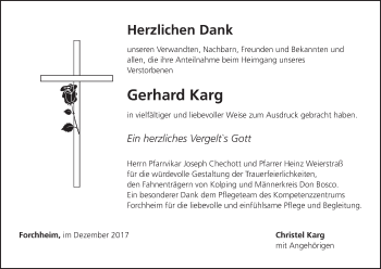 Anzeige von Gerhard Karg von MGO