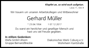 Anzeige von Gerhard Müller von MGO