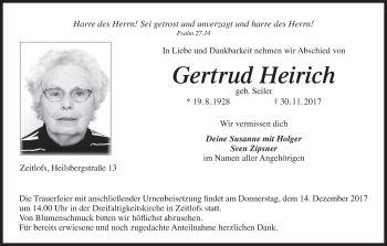 Anzeige von Gertrud Heirich von MGO