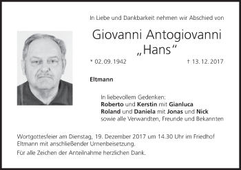 Anzeige von Giovanni Antogiovanni von MGO