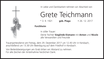 Anzeige von Grete Teichmann von MGO