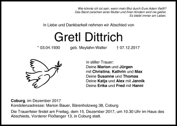 Anzeige von Gretl Dittrich von MGO