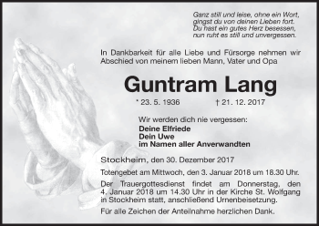 Anzeige von Guntram Lang von MGO