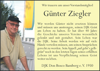 Anzeige von Günter Ziegler von MGO