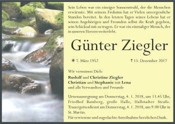 Anzeige von Günter Ziegler von MGO