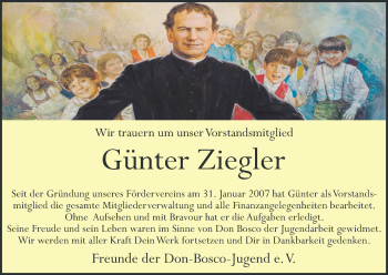 Anzeige von Günter Ziegler von MGO