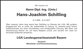 Anzeige von Hans-Joachim Schilling von MGO