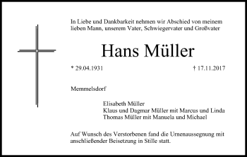 Anzeige von Hans Müller von MGO
