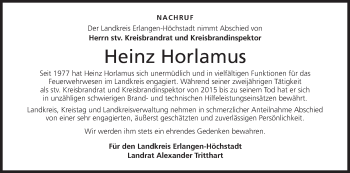 Anzeige von Heinz Horlamus von MGO