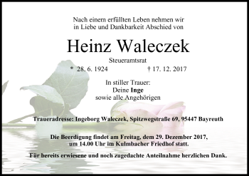 Anzeige von Heinz Waleczek von MGO
