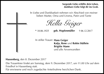 Anzeige von Hella Geiger von MGO