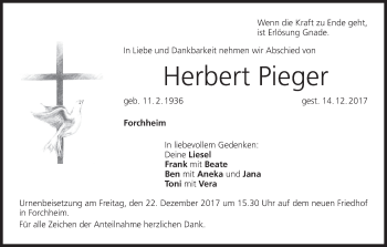Anzeige von Herbert Pieger von MGO