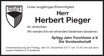 Anzeige von Herbert Pieger von MGO
