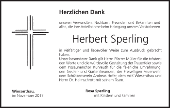 Anzeige von Herbert Sperling von MGO