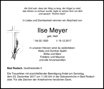 Anzeige von Ilse Meyer von MGO