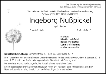 Anzeige von Ingeborg Nußpickel von MGO