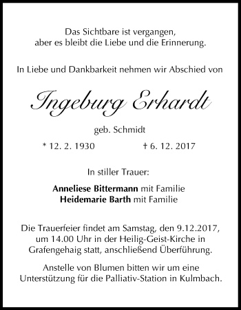 Anzeige von Ingeburg Erhardt von MGO