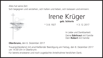 Anzeige von Irene Krüger von MGO