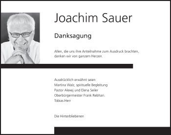 Anzeige von Joachim Sauer von MGO