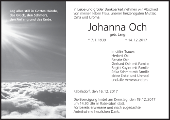 Anzeige von Johanna Och von MGO