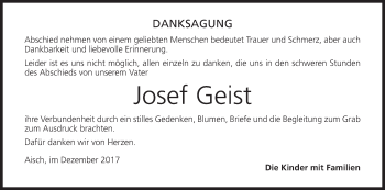 Anzeige von Josef Geist von MGO
