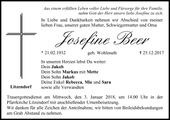 Anzeige von Josefine Beer von MGO
