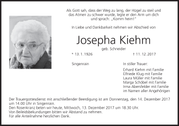 Anzeige von Josepha Kiehm von MGO