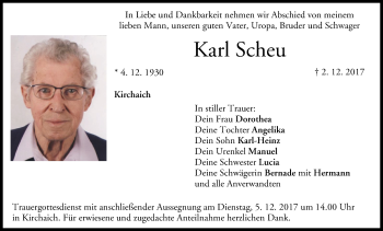Anzeige von Karl Scheu von MGO