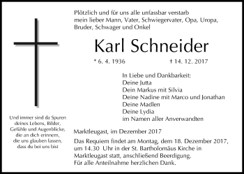 Anzeige von Karl Schneider von MGO