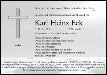 Anzeige von Karl Heinz Eck von MGO