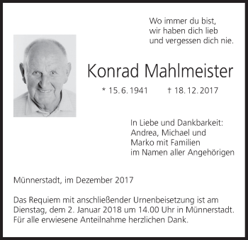 Anzeige von Konrad Mahlmeister von MGO