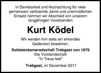 Anzeige von Kurt Ködel von MGO