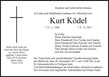Anzeige von Kurt Ködel von MGO