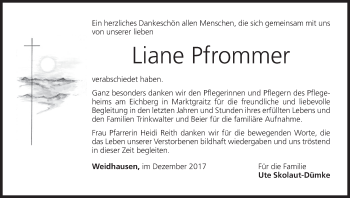 Anzeige von Liane Pfrommer von MGO