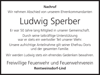 Anzeige von Ludwig Sperber von MGO