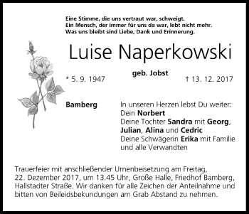 Anzeige von Luise Naperkowski von MGO