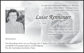 Anzeige von Luise Renninger von MGO