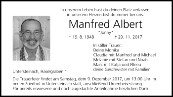 Anzeige von Manfred Albert von MGO