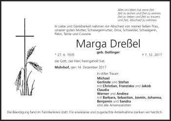 Anzeige von Marga Dreßel von MGO