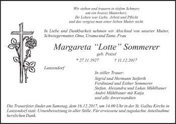 Anzeige von Margareta Lotte Sommerer von MGO