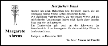 Anzeige von Margarete Ahrens von MGO