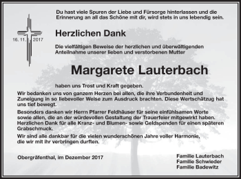 Anzeige von Margarete Lauterbach von MGO
