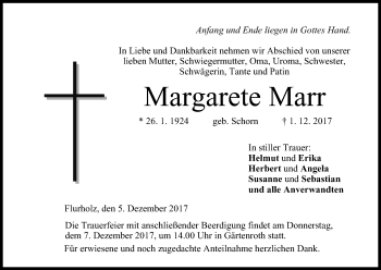 Anzeige von Margarete Marr von MGO