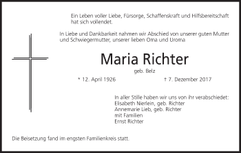 Anzeige von Maria Richter von MGO