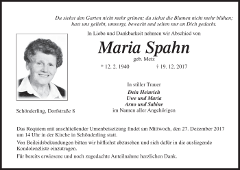 Anzeige von Maria Spahn von MGO