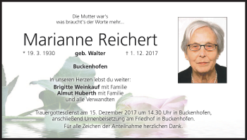 Anzeige von Marianne Reichert von MGO