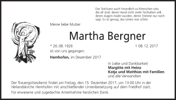 Anzeige von Martha Bergner von MGO